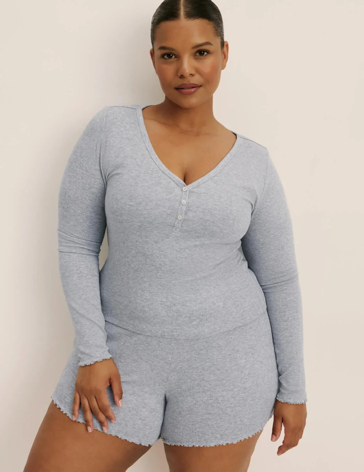 Modal Rib Long Sleeve Henley - Image 3