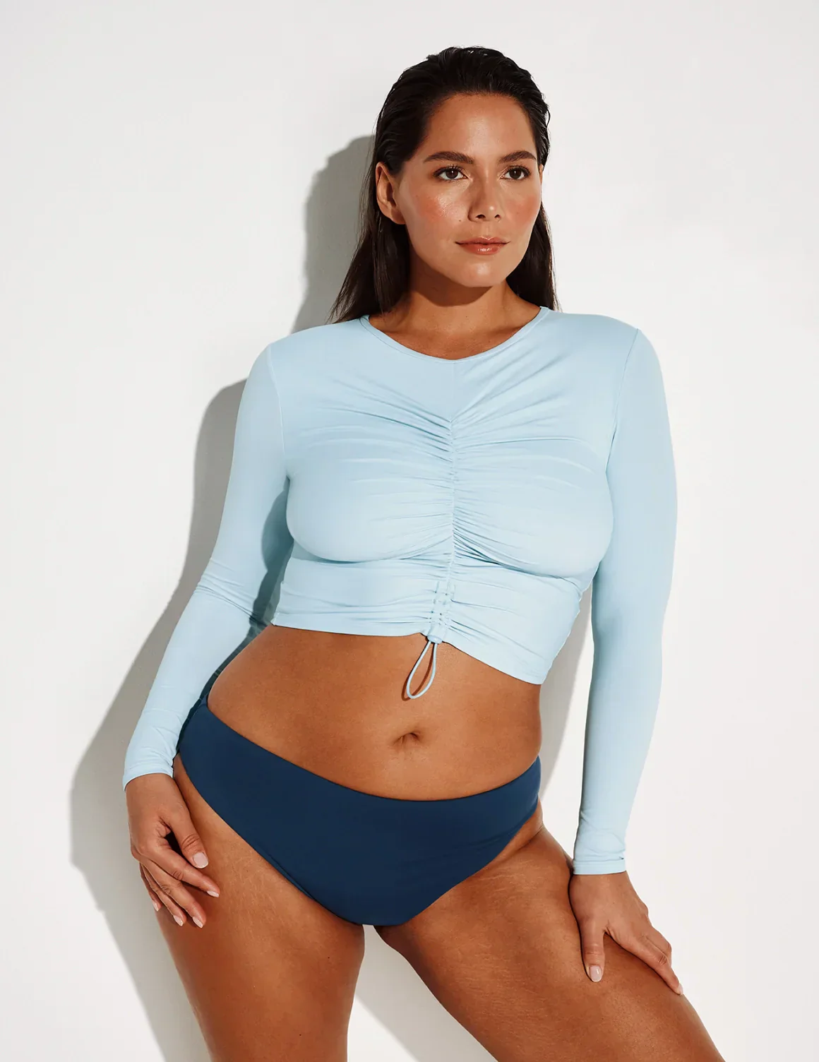 Ruched Long Sleeve Swim Top - Image 10