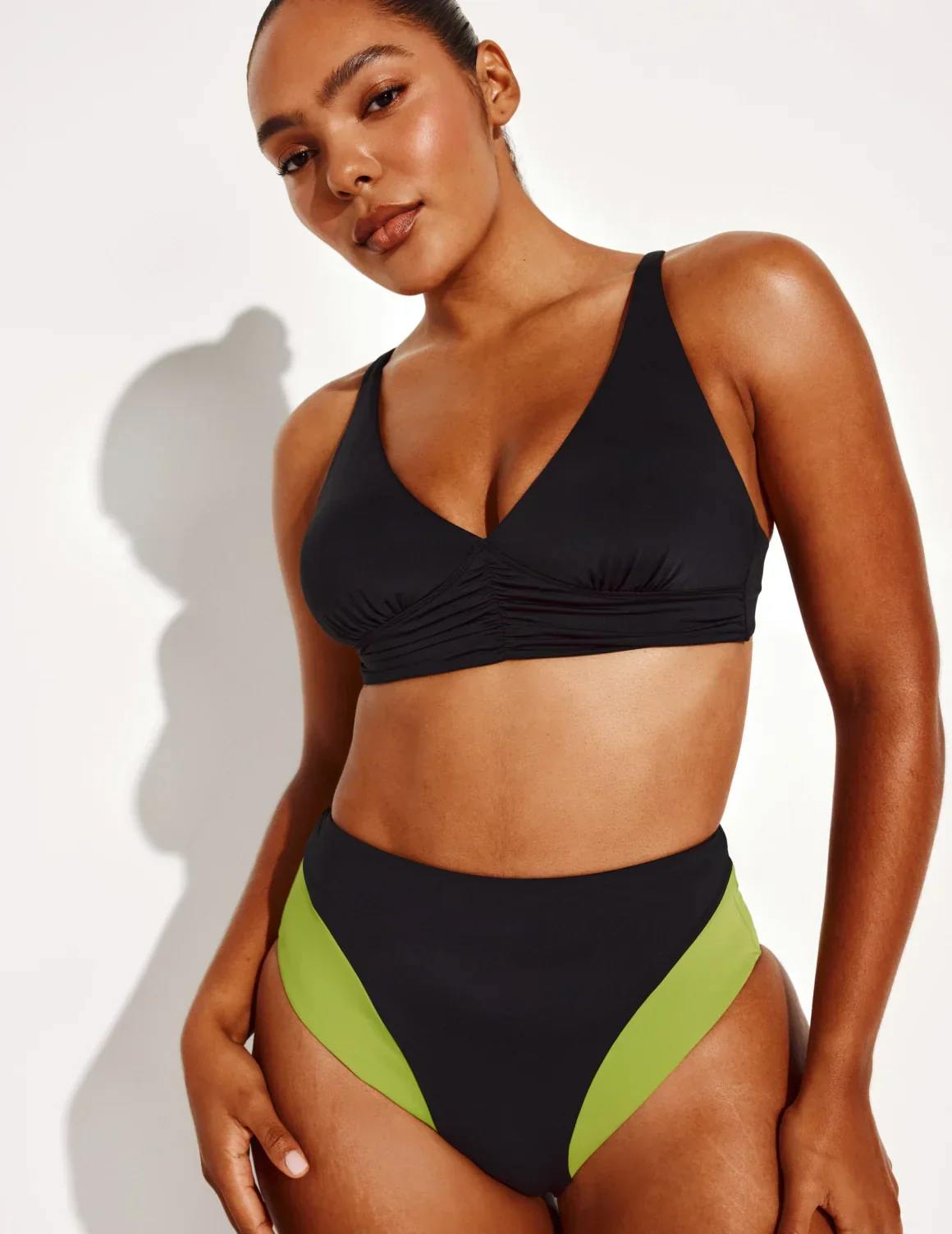 Ruched Deep V Bikini Top - Image 33