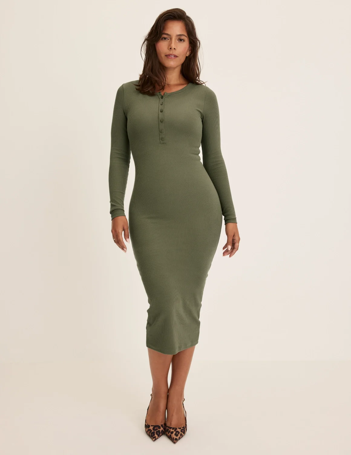 SculptRib™ Cotton Henley Dress - Image 5