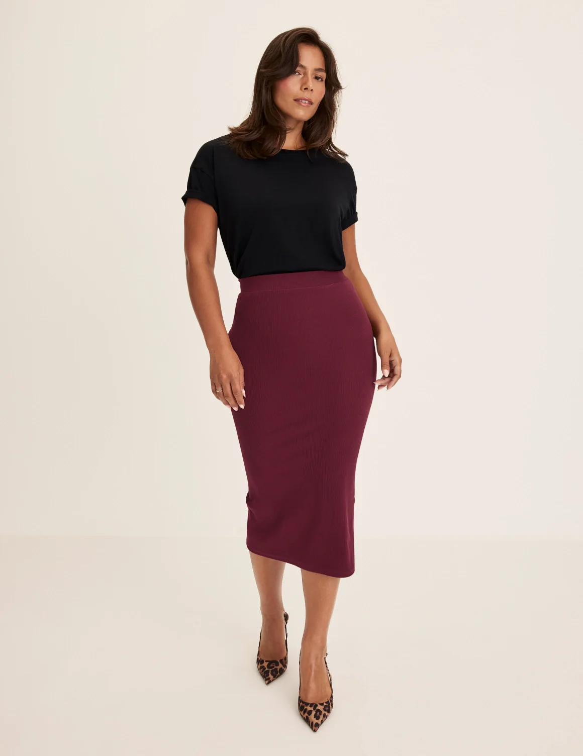 SculptRib™ Cotton Midi Pencil Skirt - Image 6